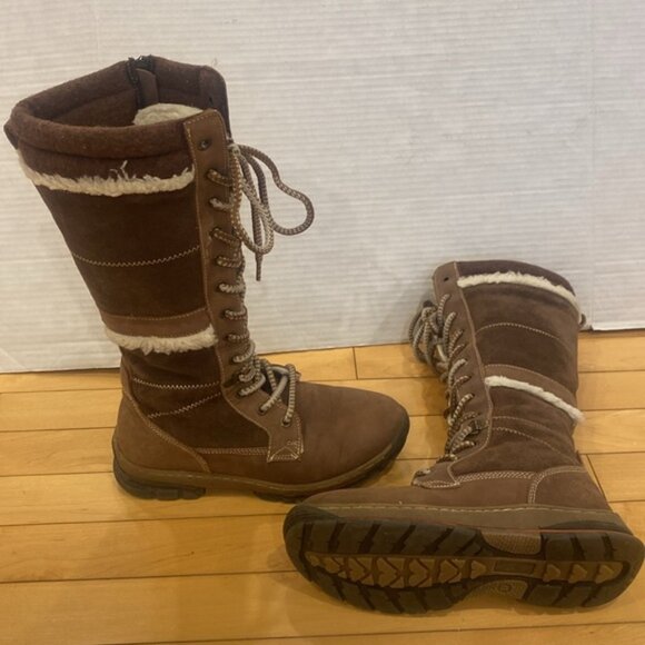 BANFF TRAIL Brown Suede like lace up side zipper water resistant - Picture 7 of 16